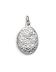 Oval Polished Floral Design Locket