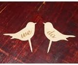 We Do Love Birds Shape Rustic Cake Toppers for Wedding