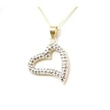 9ct Gold Heart Pendant, Preciosa Crystals, 18" Chain
