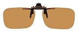 Polarized Clip-on Flip-up Plastic Sunglasses - Deep Rectangle - 54mm X 31mm - Polarized Brown Lenses