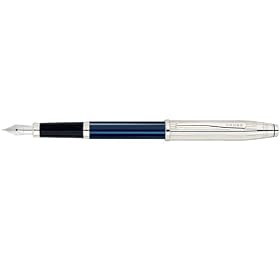Cross Century II Sterling Sliver/Translucent Blue Lacquer w/ rhodiu Medium Point Fountain Pen - 469-2MR
