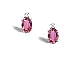 14K White Gold Genuine Oval Pink Tourmaline and Diamond Stud Earrings