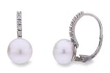 Cultured Pearl And Diamond 14K White Gold Earrings