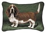 Review Manual Woodworkers and Weavers  / Basset Hound, Picken Pedigree Pillow (Green background, 13' x 18' )