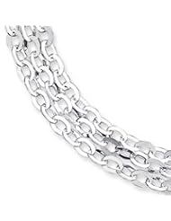 Sterling Silver 16inch Solid Polished Three Tiered Fancy Necklace QH344-16"