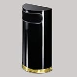 9 Gal Half Round Metal Container Black (UNISO810BPL) Category: Indoor Trash Cans and Containers