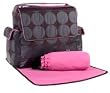 OiOi Grey Dot and Pink Messenger Diaper Bag