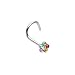 Nose Screw with Gem Paved Flower