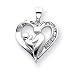 14k White Gold Mother and Baby Diamond Heart Pendant