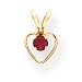 14k 3mm Ruby Heart Birthstone Pendant Child Chain - 15 Inch