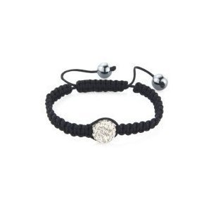 SHAMBALLA STYLE CRYSTAL DISCO BALL FRIENDSHIP BEAD BRACELETS [White with black string]
