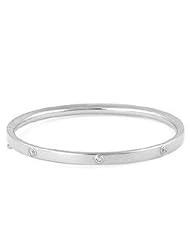Childrens 14K White Gold Polished Diamond Bangle Bracelet