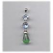 Light Blue Square and Round CZ with Light Green Tear Drop Hanging Pendant