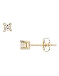 1/4 Carat Princess Cut Diamond 14K Gold Stud Earrings