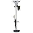 Alba Chromy Hat and Coat Stand Tubular Steel with Umbrella Holder 4 Hooks 6 Pegs H1770mm