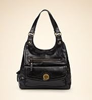 Double Handle Leather Twist Lock Hobo Bag