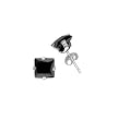 Sterling Silver Stud Earrings with Black CZ- Square Stamping- 7 mm
