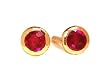 18k Yellow Gold Natural Ruby Mini Bezel Stud Earrings Ct.tw 0.35