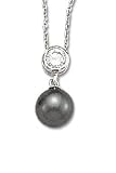 Bezel set clear CZ with a gray pearl drop Sterling Silver Pendant