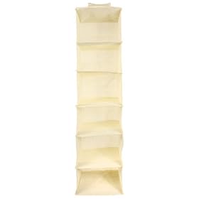 Designer Habitat - Beige Hanging Clothes Organiser for Wardrobes - 6 Pocket Rack/Rail Hanger