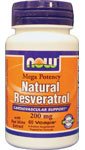 Natural Resveratrol (Mega Potency) 200 mg - 60 Vcaps- NOW FOODS