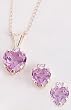 10KT Created Ruby or Pink Sapphire Heart Sets GOLD CREATED RUBY