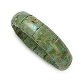 Green Turquoise Polished Stretch Bangle Bracelet- 8 IN