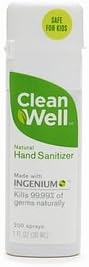 CleanWell Alcohol-Free All-Natural Hand Sanitizer Spray -- 1 fl oz