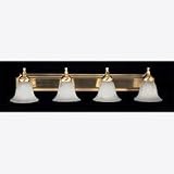 Amherst Transitional 4 Light Satin Brass Bath Fixture with Faux Alabaster