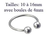 Fer à cheval acier avec boules - piercing téton - piercing arcade - piercing cartilage - piercing septum - piercing génital - piercing lobe - piercing sourcil