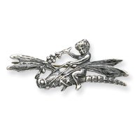 Childrens Toyshop  Jewelry : Sterling Silver Antiqued Fairy on Dragonfly Pin