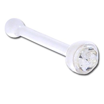 20 Gauge Clear ACRYLIC Crystal GEM Nose Bone