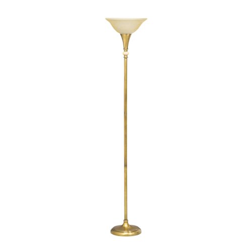 Kichler Lighting 76108 Kirketon 68.5-Inch Portable Torchiere, Aged Brass and Faux Marble Accent with Champagne Alabaster Glass On Sale