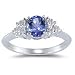0.03 Ct Diamond & 0.70 Ct Tanzanite Ring in 18K White Gold