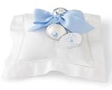 Little Prince Silver Plated Rattle on Linen Pillow by Mud Pie