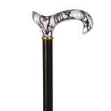 wood cane - Acrylic With Derby Handle Black swirl. This wood walking cane has a height approx 36 - 37, constructed in solid wood black stained Shaft. Walk In style with this fashionable cane. This wood cane has a capacity of 250 pounds.