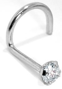 3mm (.10 ct. tw) Diamond 14K White Gold Nose Rings Twist Screw 3mm (.10 ct. tw) Diamond 14K White Gold Nose Rings Twist Screw