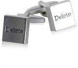 Computer Delete Key Satin Silver Cufflinks with Presentation Box