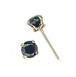 Sterling Silver Gold Plated Stud Earrings with Black CZ- Round Stamping - 5 mm