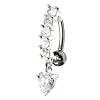 Belly Button Navel Ring Heart Reverse Silver Body AccentzTM
