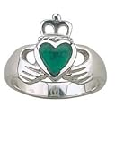 Kit Heath Celtic Green Agate Claddagh Ring