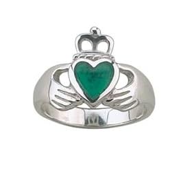 Celtic Green Agate Claddagh Ring (size: 6): Kit Heath Celtic: Jewelry