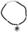 Sterling Silver Jewelry Necklace in Black Onyx Gemstone 18.50 inches (gnklc240)