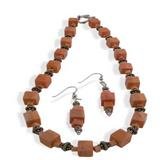 Square Coral Earrings & Necklace Set