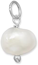 Sterling Silver Charm, 9mm Cultured Freshwater Potato Pearl Drop