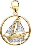 Boat, 14K Gold Diamond Charm