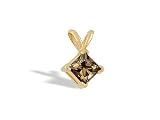 14K Yellow Gold Genuine Square Smoky Quartz Pendant
