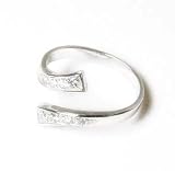 14k Stunning Cubic Zirconia CZ Bypass Adjustable Toe Ring in White Gold
