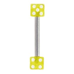 Yellow Dice Straight Barbell Eyebrow Ring