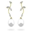 14k Gold Freshwater Pearl Diamond Earrings